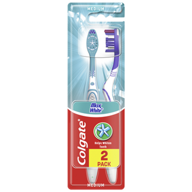 Colgate Max White Szczoteczka do zębów średnia 2 sztuki
